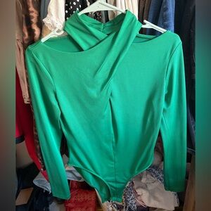 Zara Emerald Green Cross-Back Long Sleeve Bodysuit